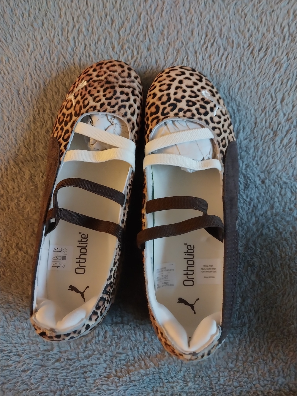 Puma Leopard Print Ballet Flats with Dual Elastic Straps
